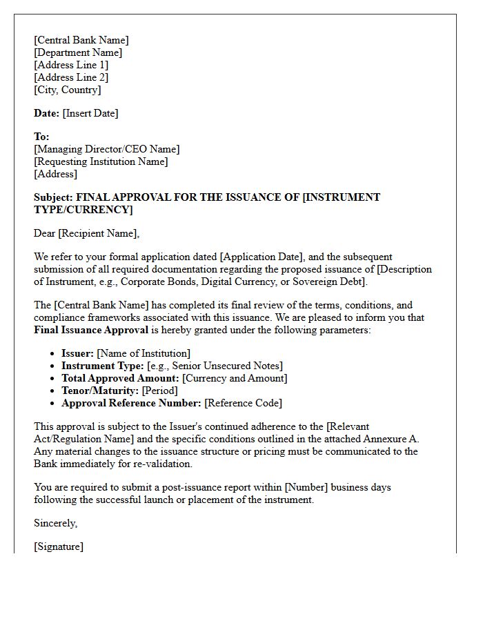 Central Bank Final Issuance Approval Letter