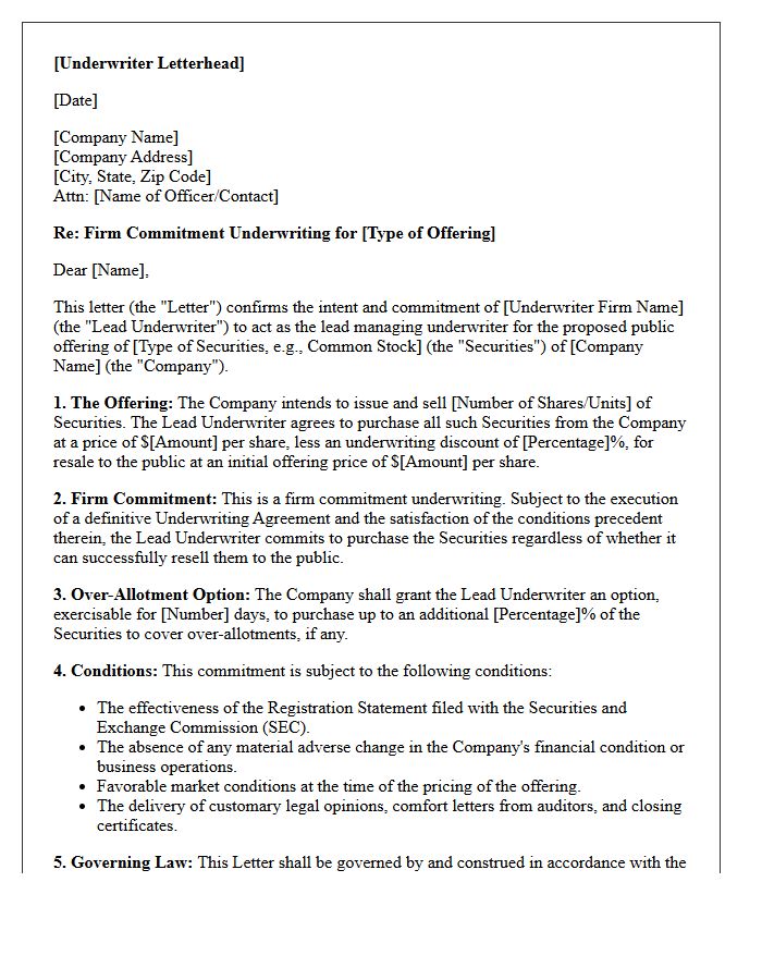 Lead Underwriter Firm Commitment Letter