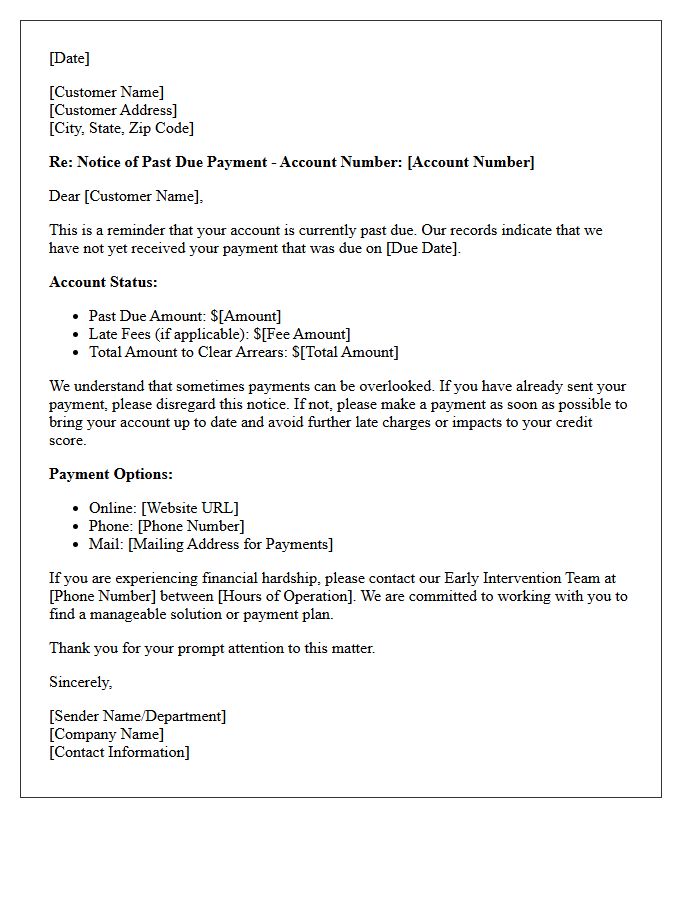 Early Intervention Delinquency Notice Letter