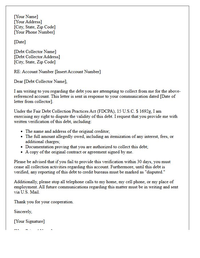 Fair Debt Collection Practices Act Compliance Letter
