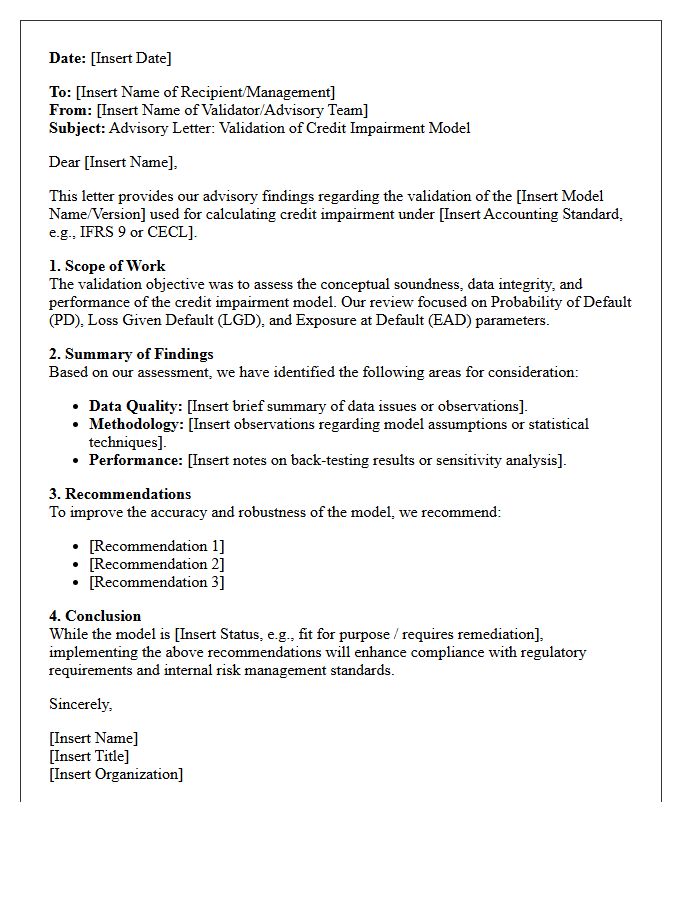 Credit Impairment Model Validation Advisory Letter