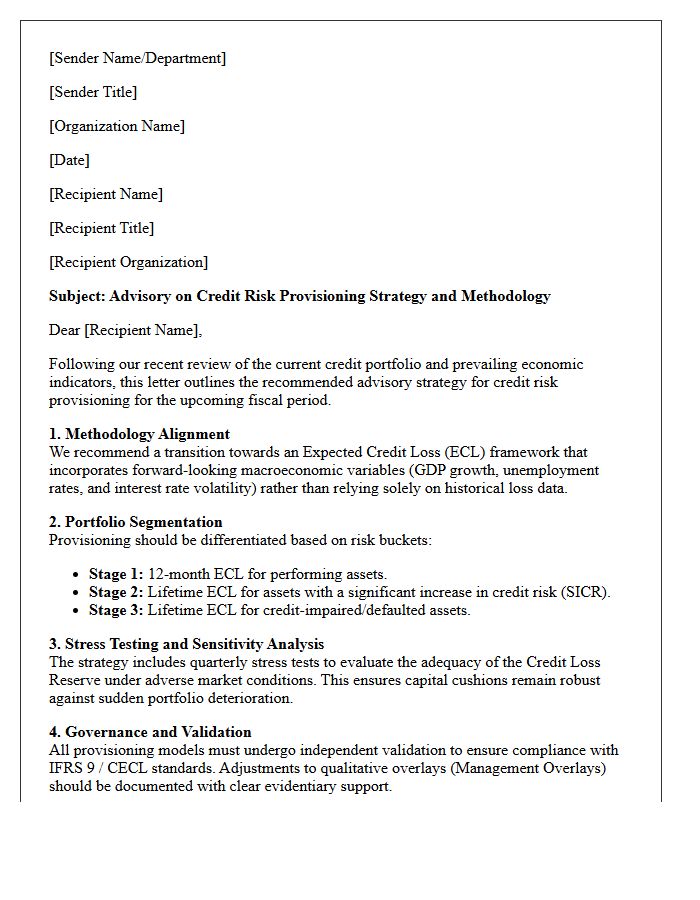 Credit Risk Provisioning Strategy Advisory Letter