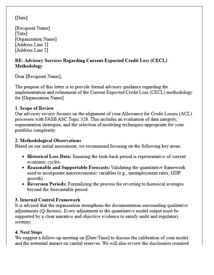 Current Expected Credit Loss Methodology Advisory Letter