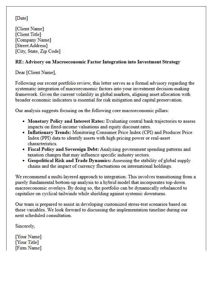 Macroeconomic Factor Integration Advisory Letter