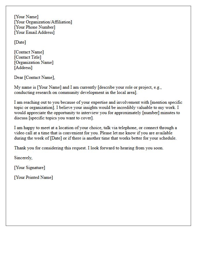 Community Contact Interview Request Letter