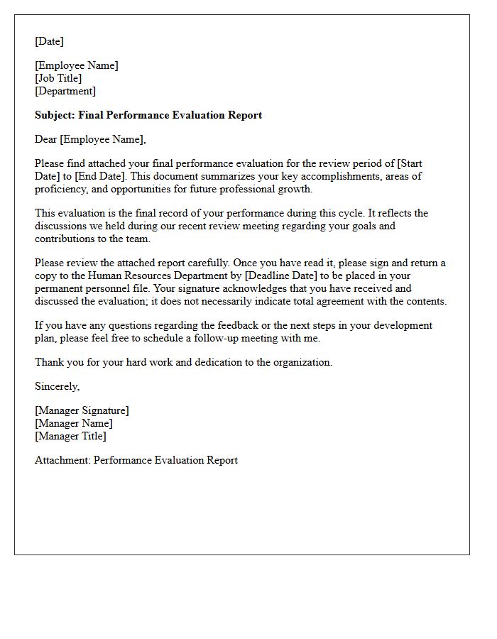 Final Performance Evaluation Transmittal Letter