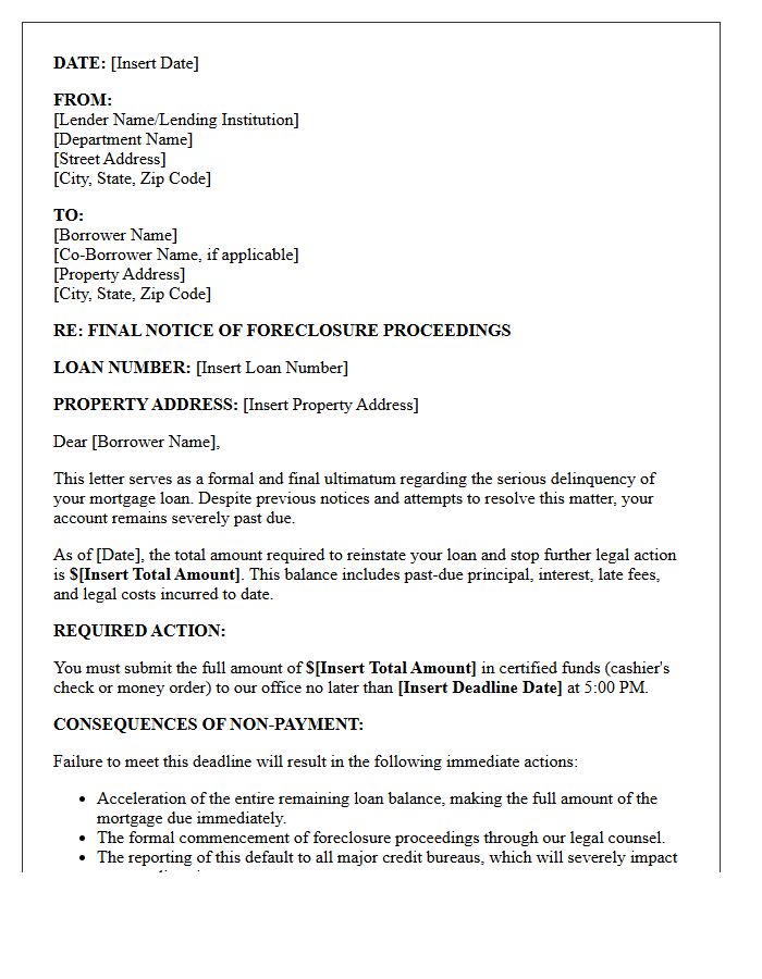 Final Foreclosure Ultimatum Letter
