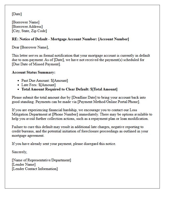 First Warning Of Mortgage Default Letter