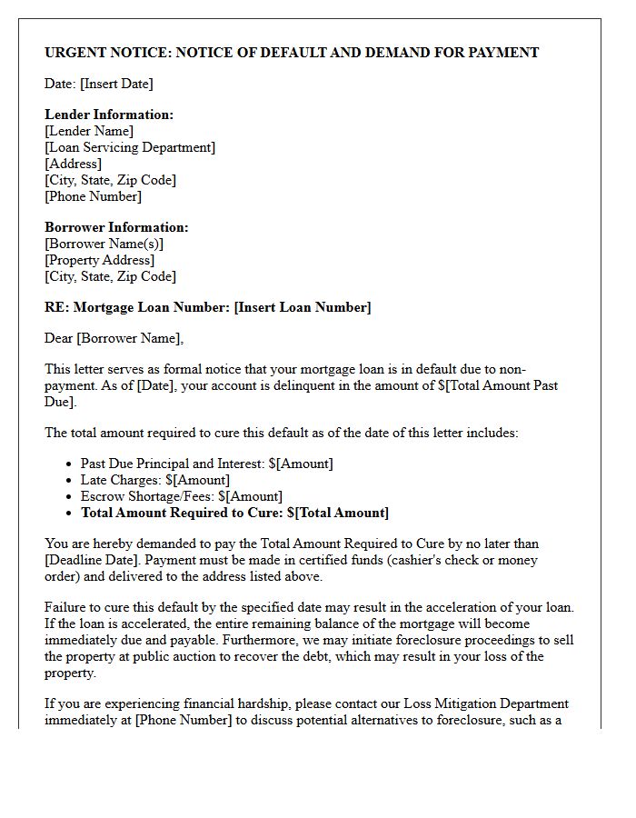 Residential Mortgage Demand Letter