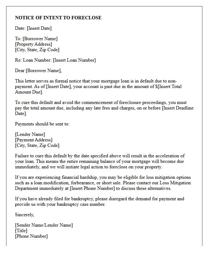 Notice of Intent to Foreclose Letter