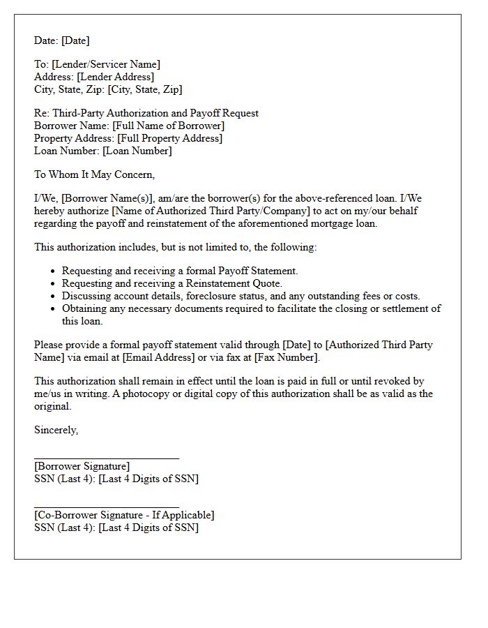 Third-Party Authorization Foreclosure Payoff Letter