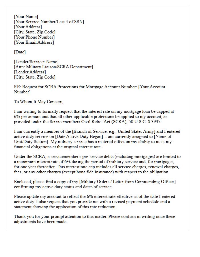 Servicemembers Civil Relief Act Mortgage Inquiry Letter