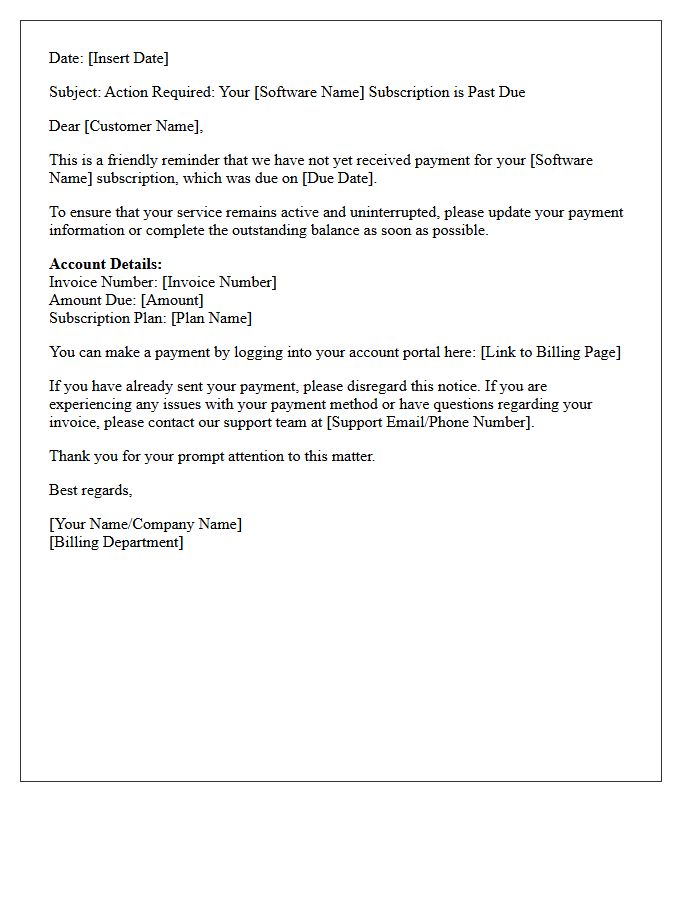 Action Required Software Subscription Past Due Initial Letter