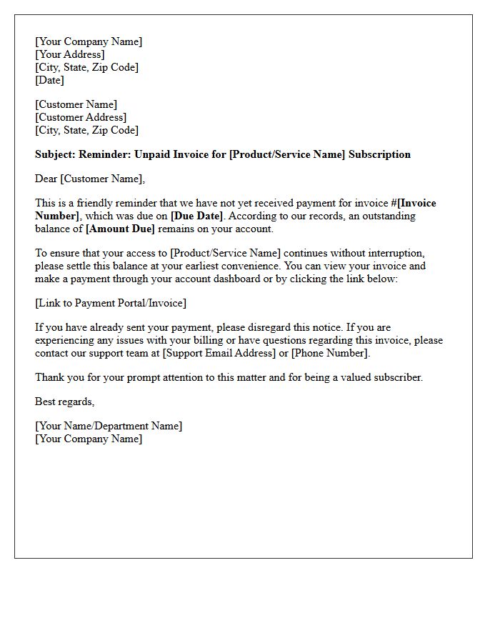 Initial SaaS Subscription Unpaid Invoice Collection Letter