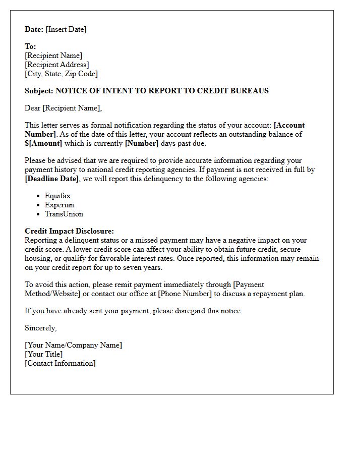 Credit Reporting Impact Disclosed Within the Letter