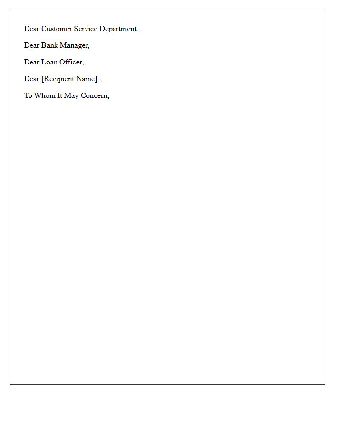 Financial Institution Formal Letter Salutation