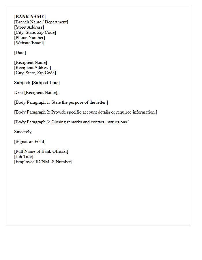 Official Bank Letterhead and Date of Letter