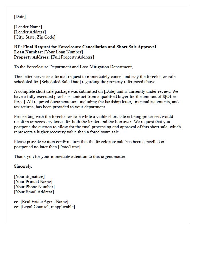 Final Short Sale Foreclosure Cancellation Letter