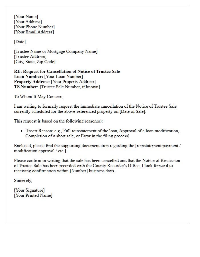 Cancellation of Notice of Trustee Sale Letter