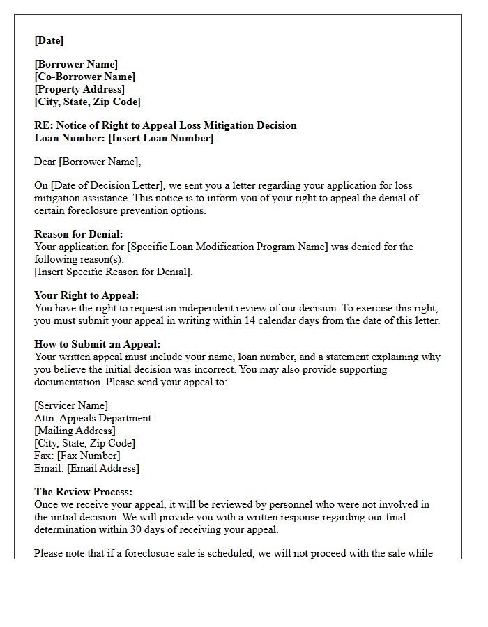 Loss Mitigation Appeal Rights Notice Letter