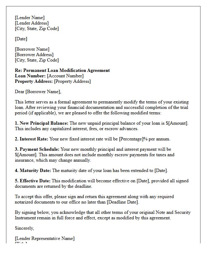Permanent Loan Modification Agreement Letter