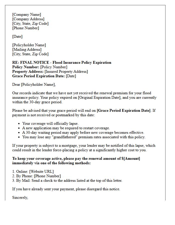 Flood Insurance Grace Period Expiration Letter