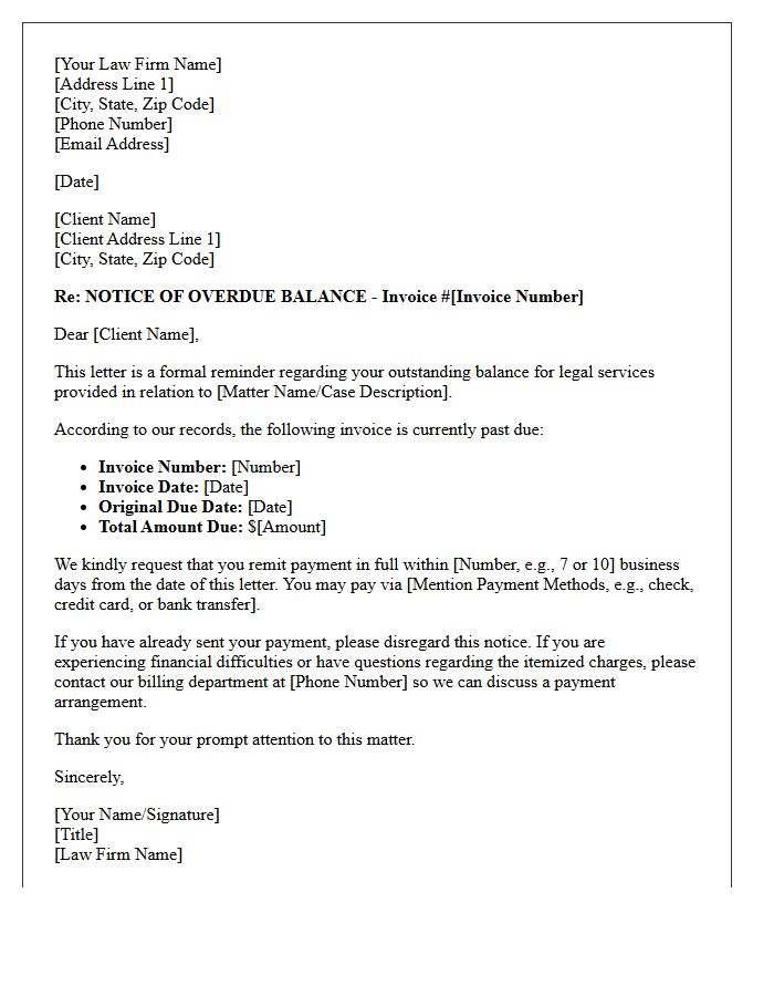 First Notification Letter for Unpaid Legal Services Debt