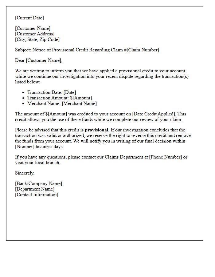 Provisional Credit Approval Letter