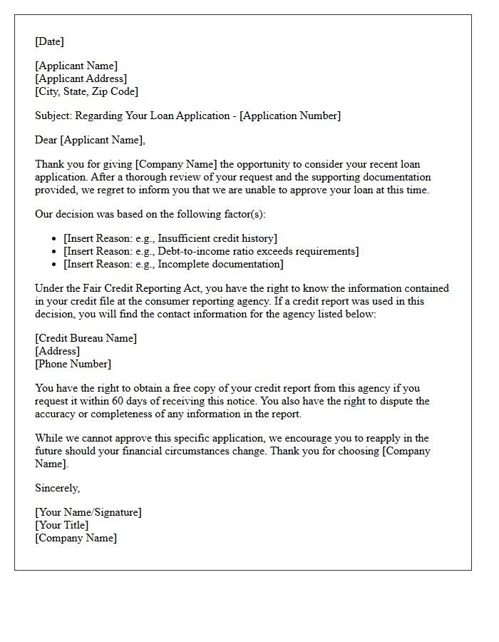 Loan Application Rejection Status Response Letter