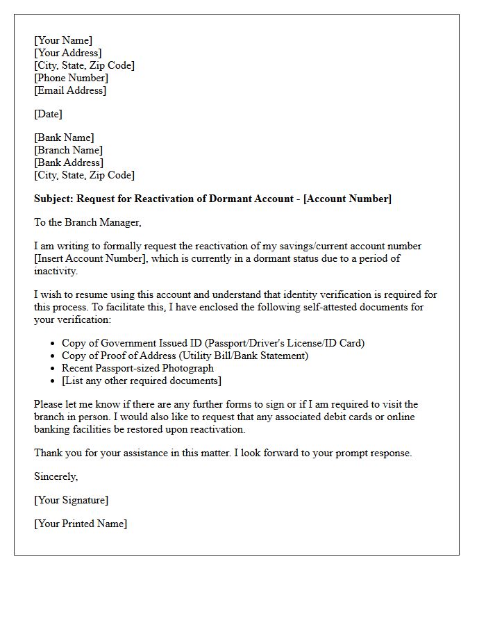 Dormant Account Reactivation Identity Verification Request Letter
