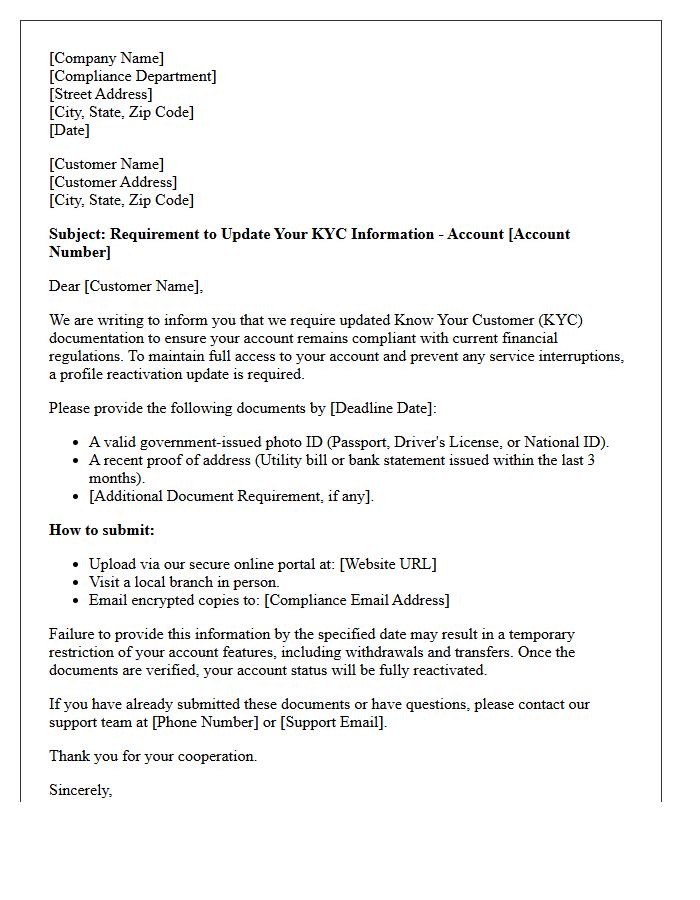 Know Your Customer Compliance Reactivation Requirement Letter