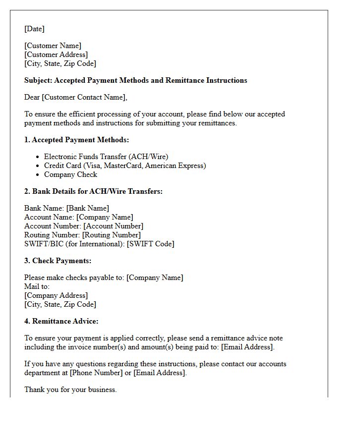 Accepted Payment Methods and Remittance Instructions