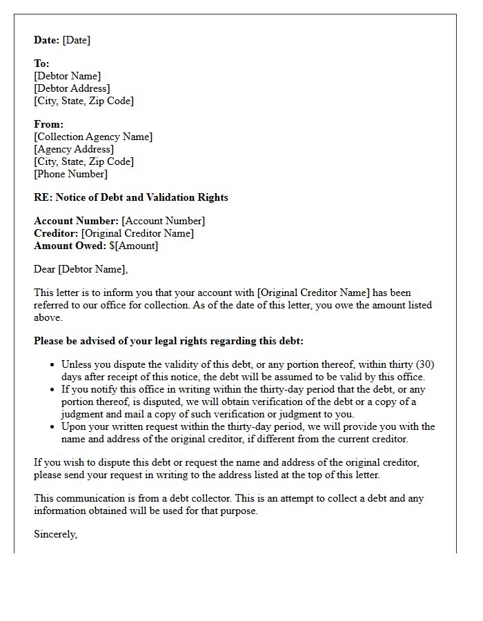 Debt Collection Letter Dispute Rights Notification