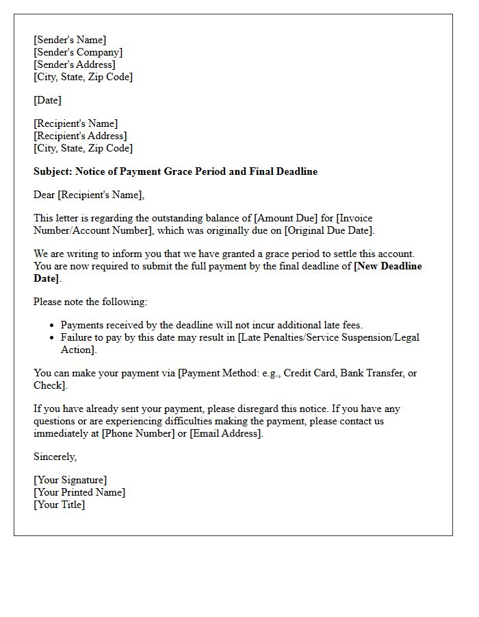 Specified Payment Grace Period and Deadline