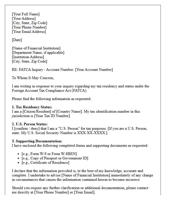 Foreign Account Tax Compliance Act Inquiry Response Letter