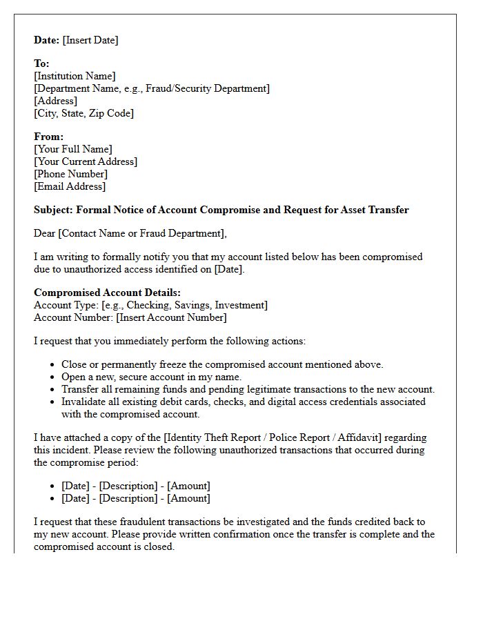 Compromised Account Transfer And Resolution Letter