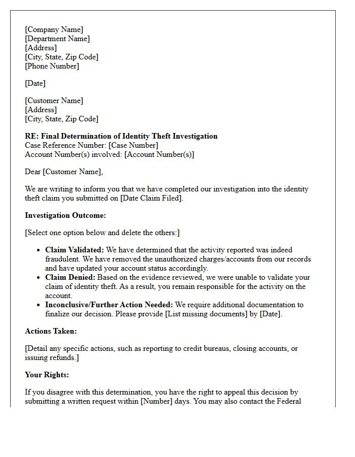 Final Identity Theft Investigation Determination Letter