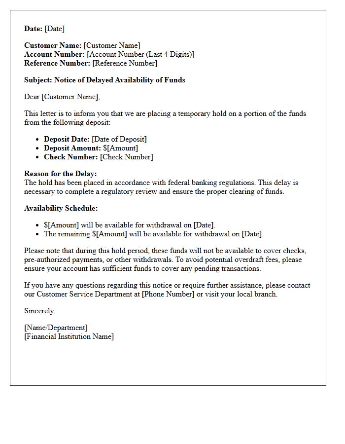 Regulatory Hold Check Clearing Delay Status Letter