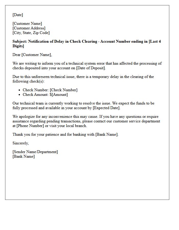 Technical System Error Check Clearing Delay Letter