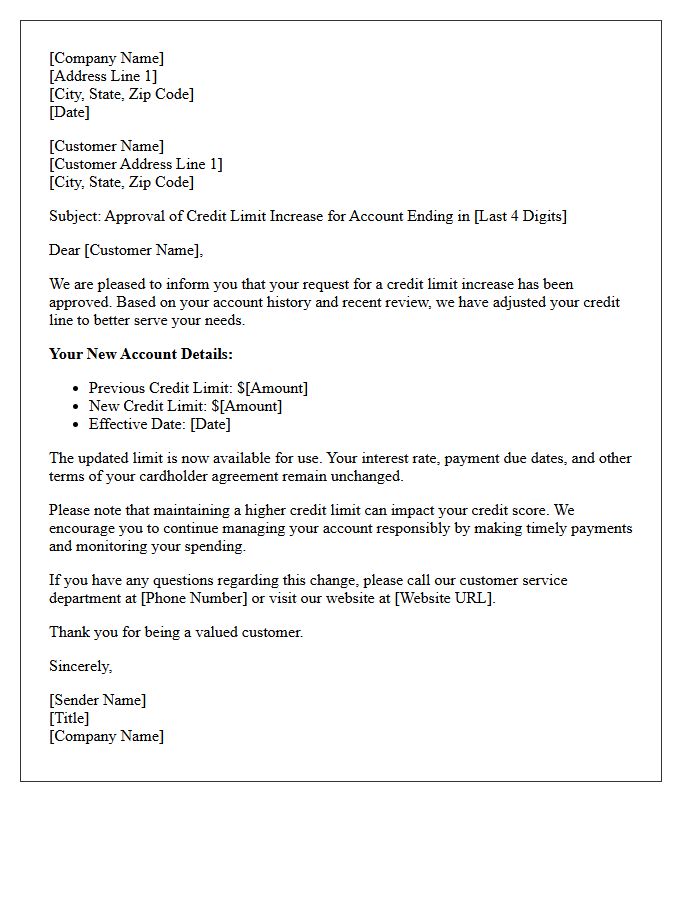 Approved Credit Limit Increase Response Letter