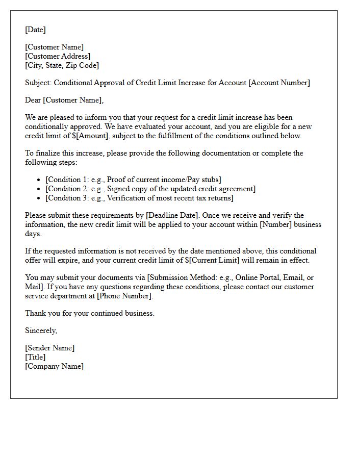 Conditional Credit Limit Increase Approval Letter