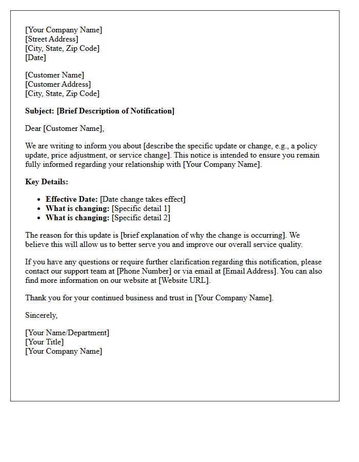 General Customer Notification Letter