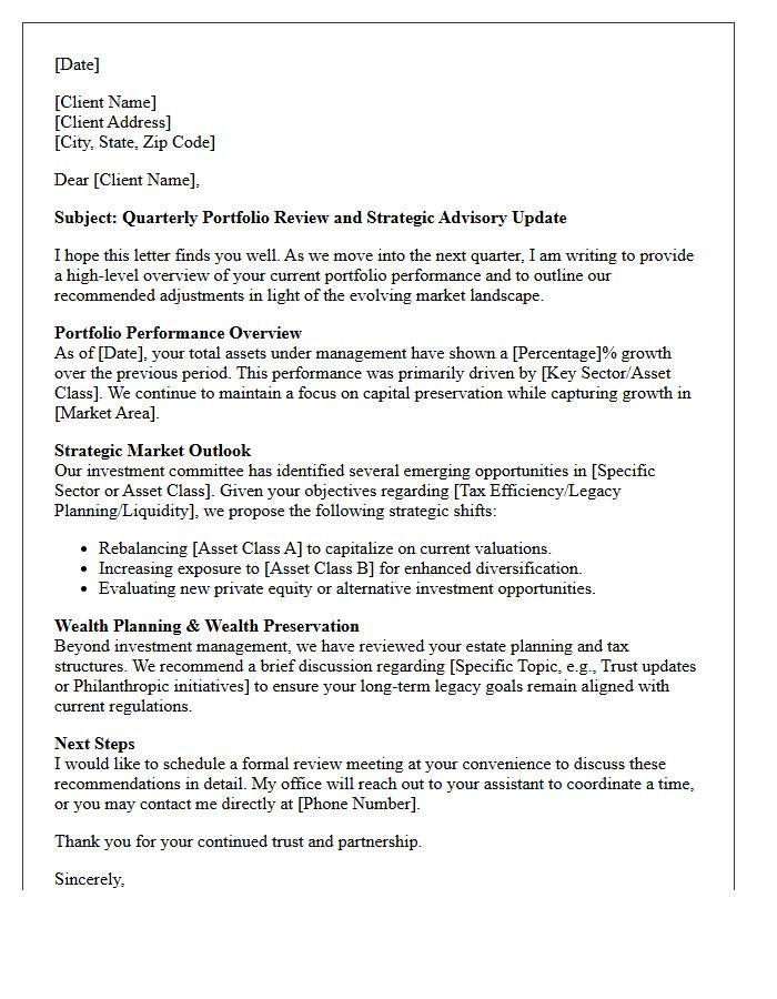 High Net Worth Client Advisory Letter