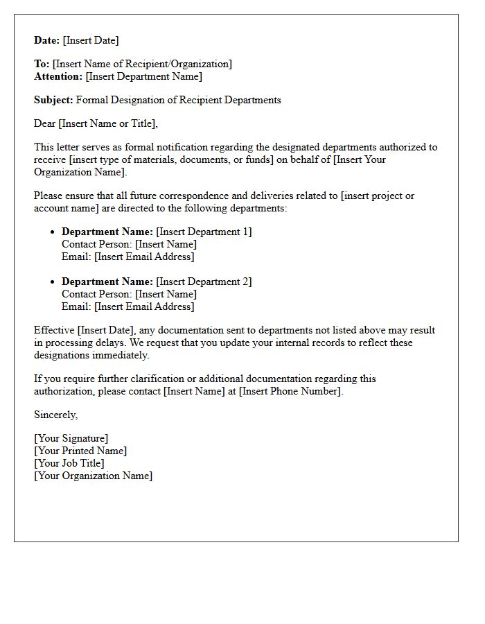 Designated Recipient Departments