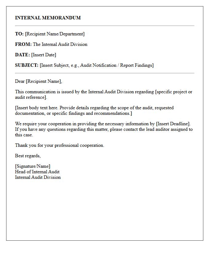 From The Internal Audit Division