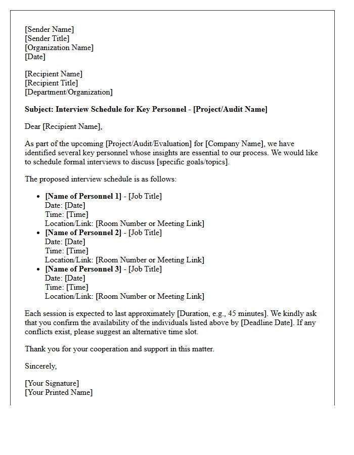 Key Personnel Interview Schedule
