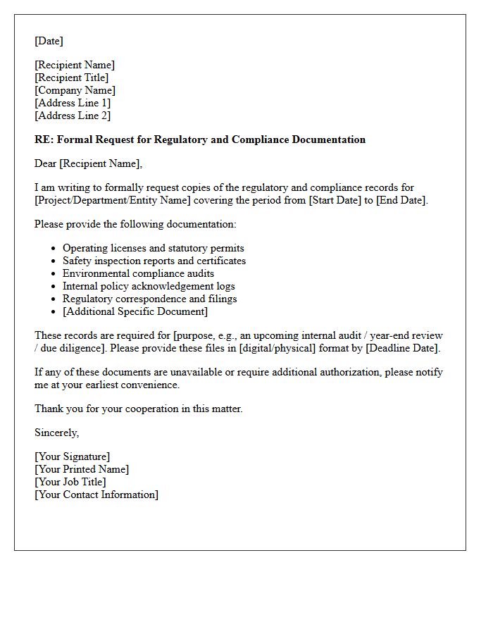 Regulatory And Compliance Records Required