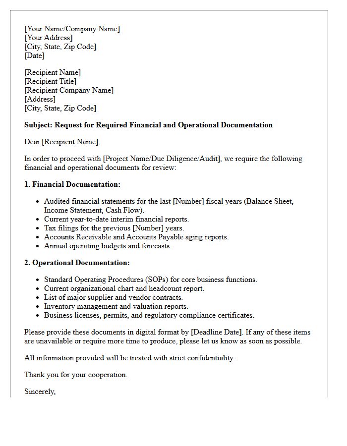 Required Financial And Operational Documentation