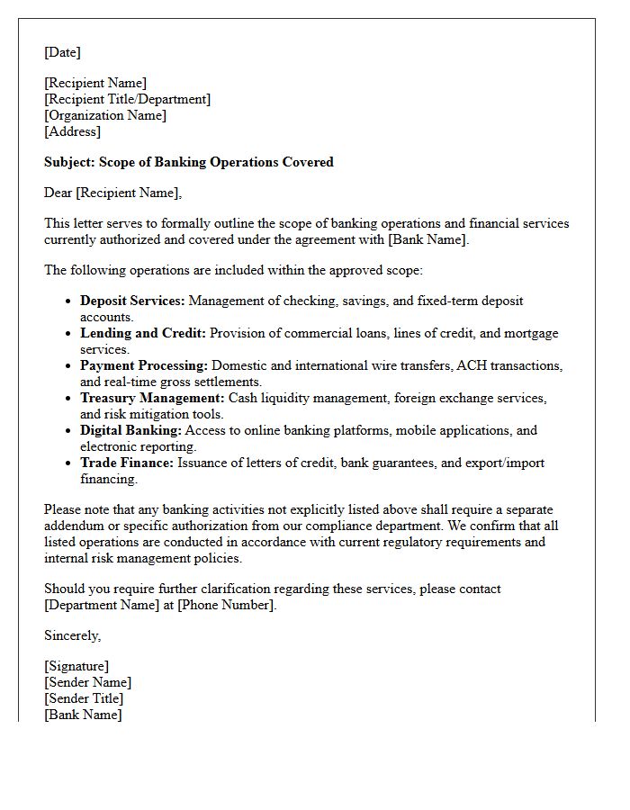 Scope Of Banking Operations Covered