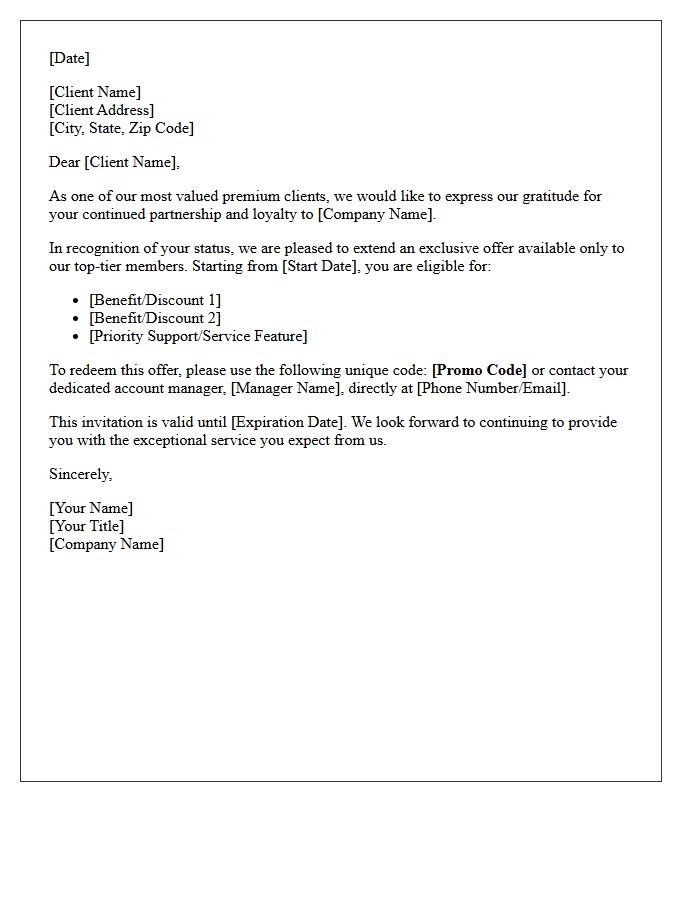 Premium Client Exclusive Offer Letter